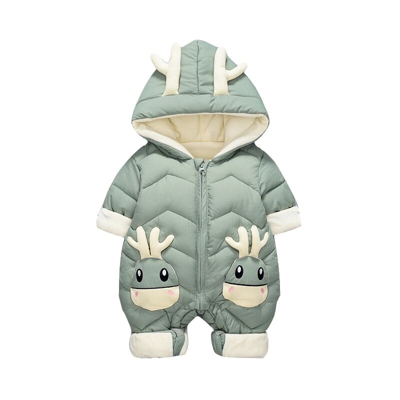 Cute Reindeer Velvet Baby Snowsuit - Overall Todder Winter Coats