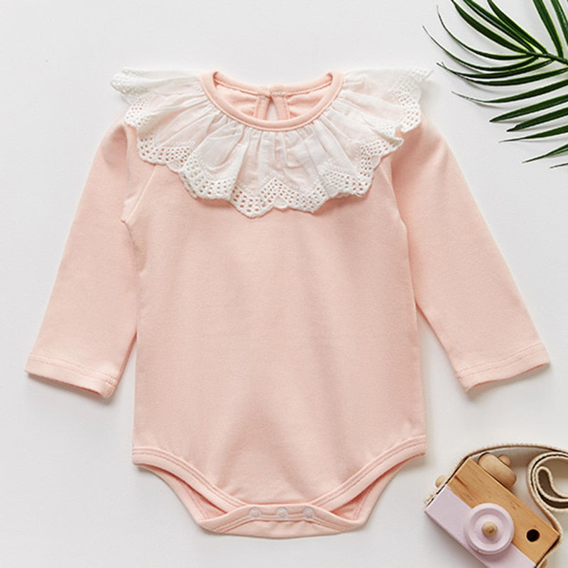 Baby Girl Long Sleeve Romper - 100% Cotton