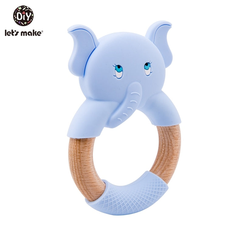 Beech Wood Ring hand Baby Teether & Rattle