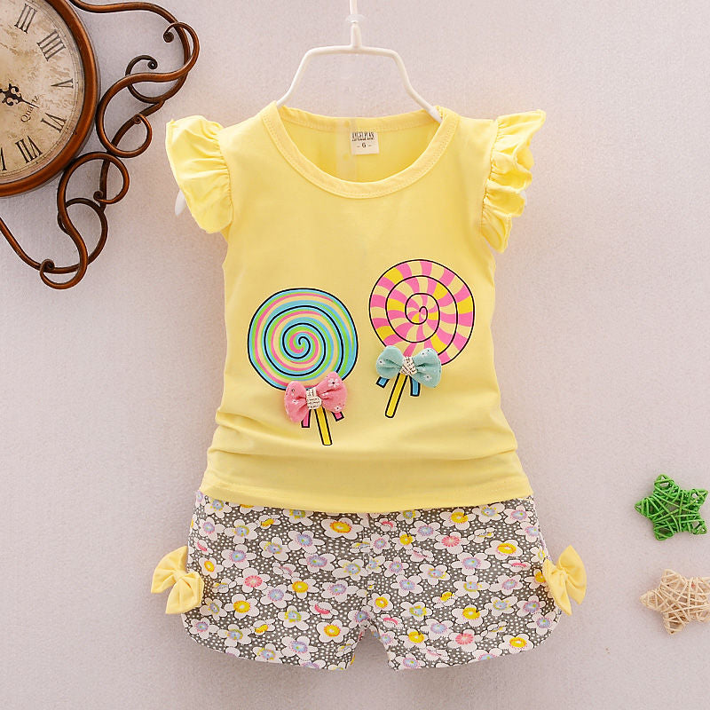 Two Pieces Cotton Casual Floral Outfit