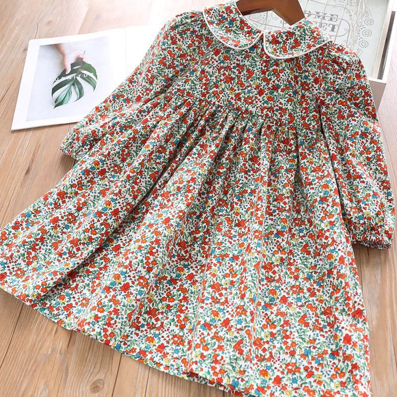 Baby Girl Lapel Style Floral Dress