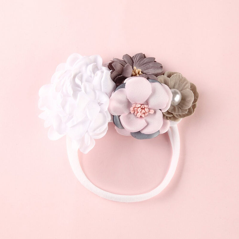 Vintage Pearl & Flower Headband for Girls