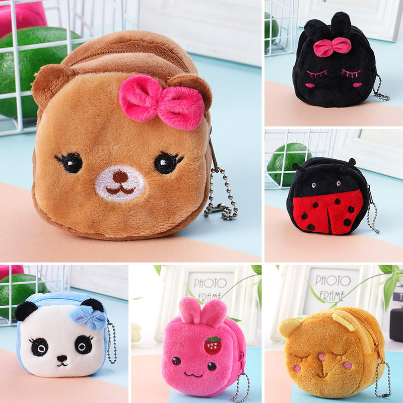 Plush Cute Animal Coin Purse Keychain for Kids