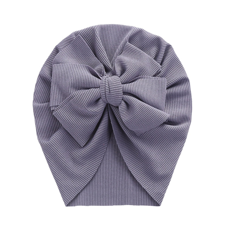 Ribbed Bunny Knot Turban Hat for Baby Girls - Pastel Bonnet Caps