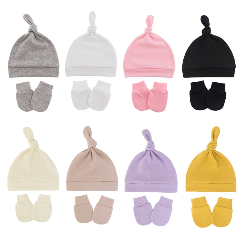 Newborn Baby Bonnet Hat & Gloves