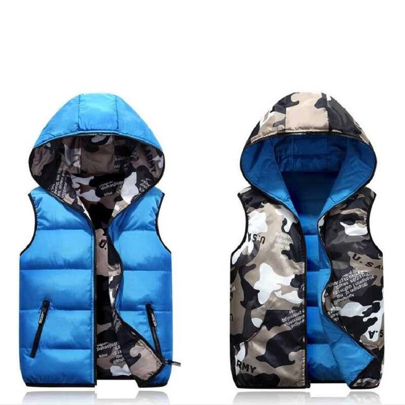 Reversible Warm Camo Vest for Girls or Boys - Winter Children Outwears