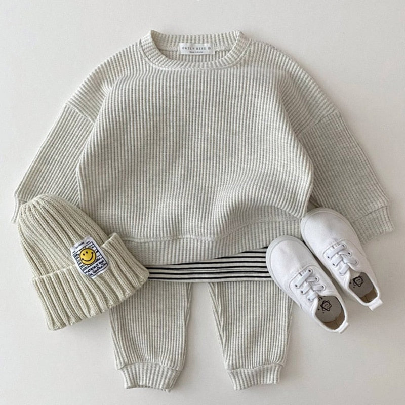 Pastel Cotton Knitted Baby Clothing Set for Spring