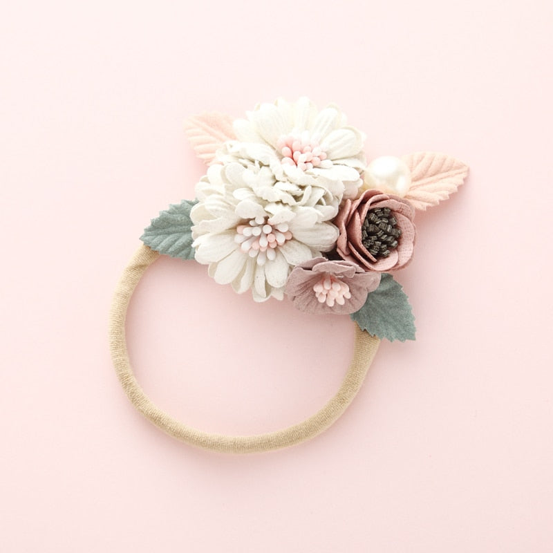 Vintage Pearl & Flower Headband for Girls