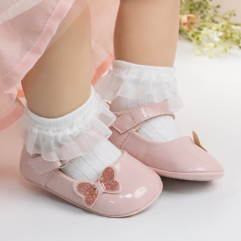 Glossy Butterfly-Knot Princess Shoes