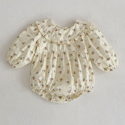 Baby Girl Long Sleeve Romper - 100% Cotton