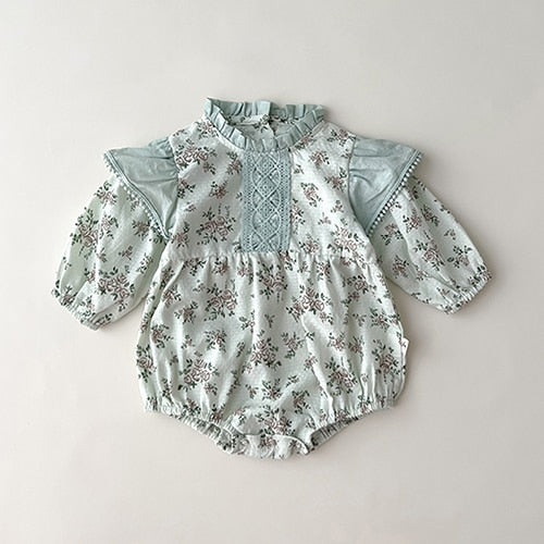 Baby Girl Long Sleeve Romper - 100% Cotton