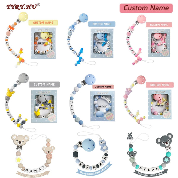 TYRY.HU 1pc DIY Silicone Baby Pacifier Clip Personalised Name Colorful Pacifier Chain Teething BPA Free Silicone Abacus Dummy