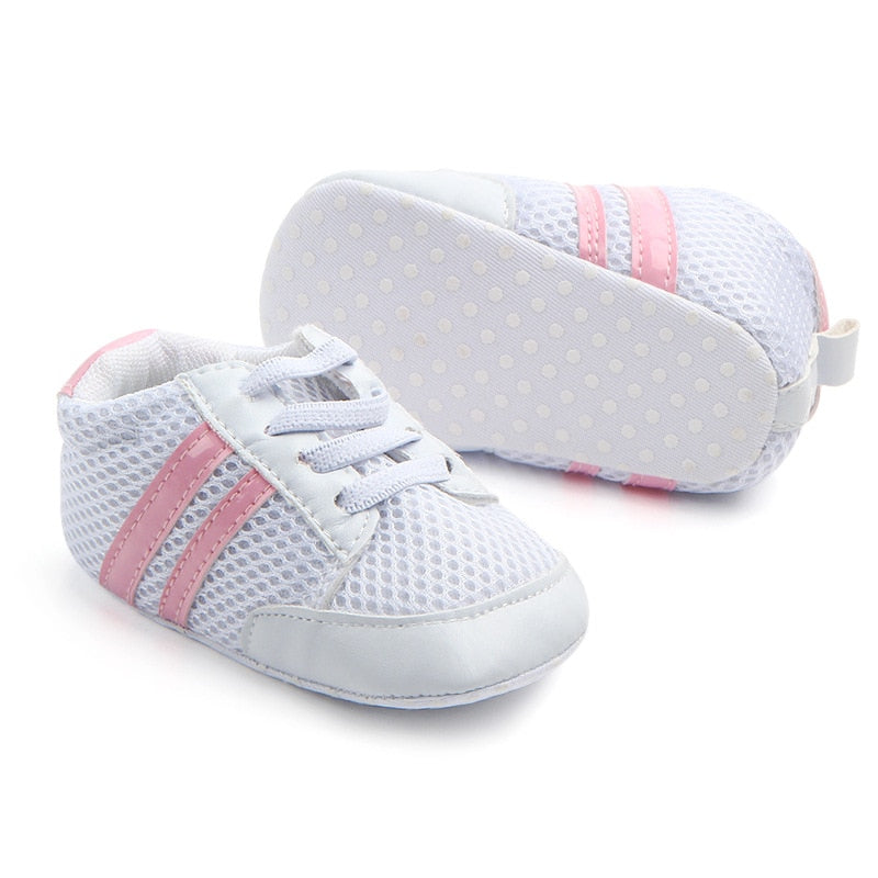 Two Striped Newborn Baby Crib Sneakers