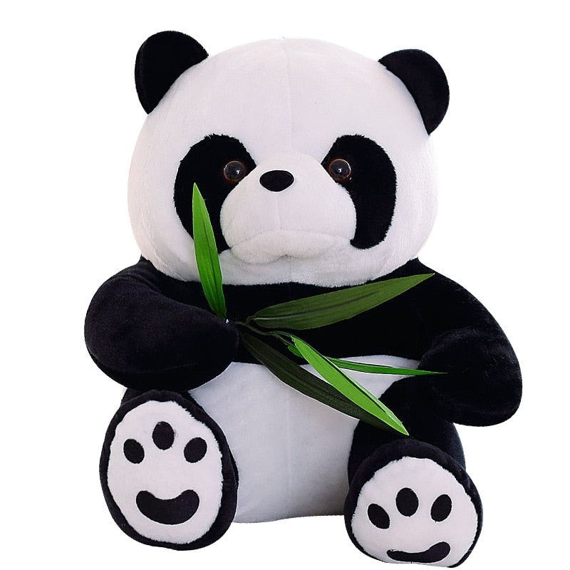 Vivid Funny Panda with Bamboo Leaves Plush Toy