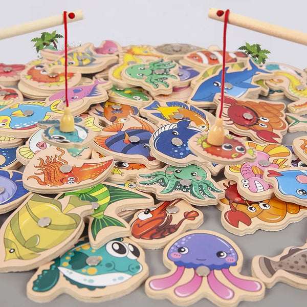 Montessori Wooden Fishing Toys for Children by The Snuggley