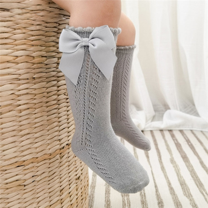 Voguish Knee High Socks for Baby Girls - Hollow Out Mesh Design