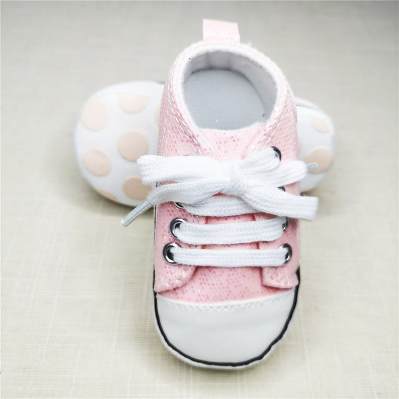 Newborn Shining Canvas Crib Shoes