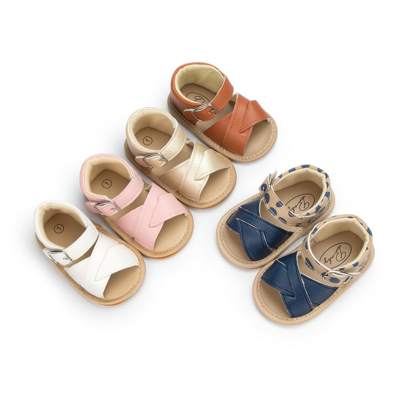 Cute Baby Ankle-Strap Sandals with Rubber Sole