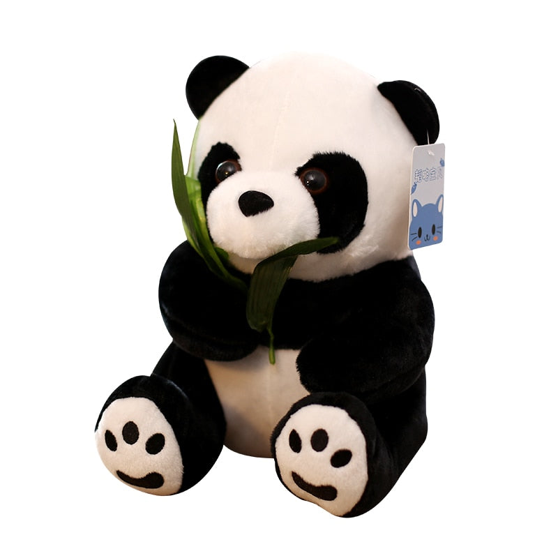 Vivid Funny Panda with Bamboo Leaves Plush Toy