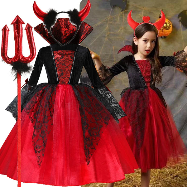 2024 Girls Cosplay Vampire Halloween Dress | Gothic Ghost Bride Costume | The Snuggley