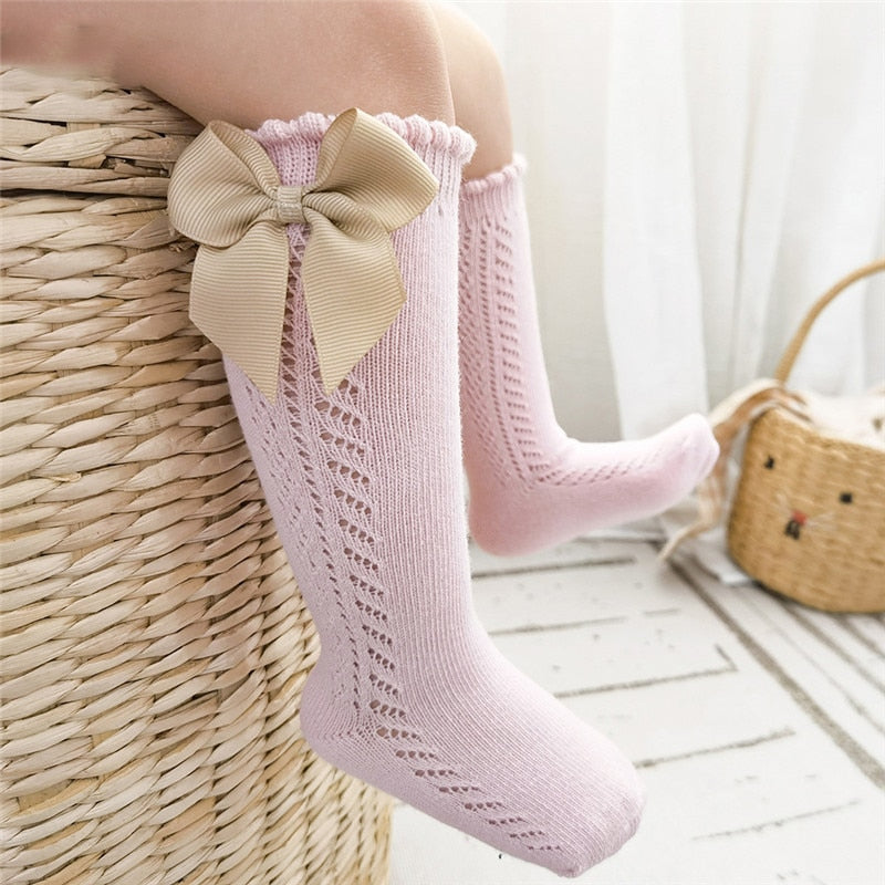 Voguish Knee High Socks for Baby Girls - Hollow Out Mesh Design