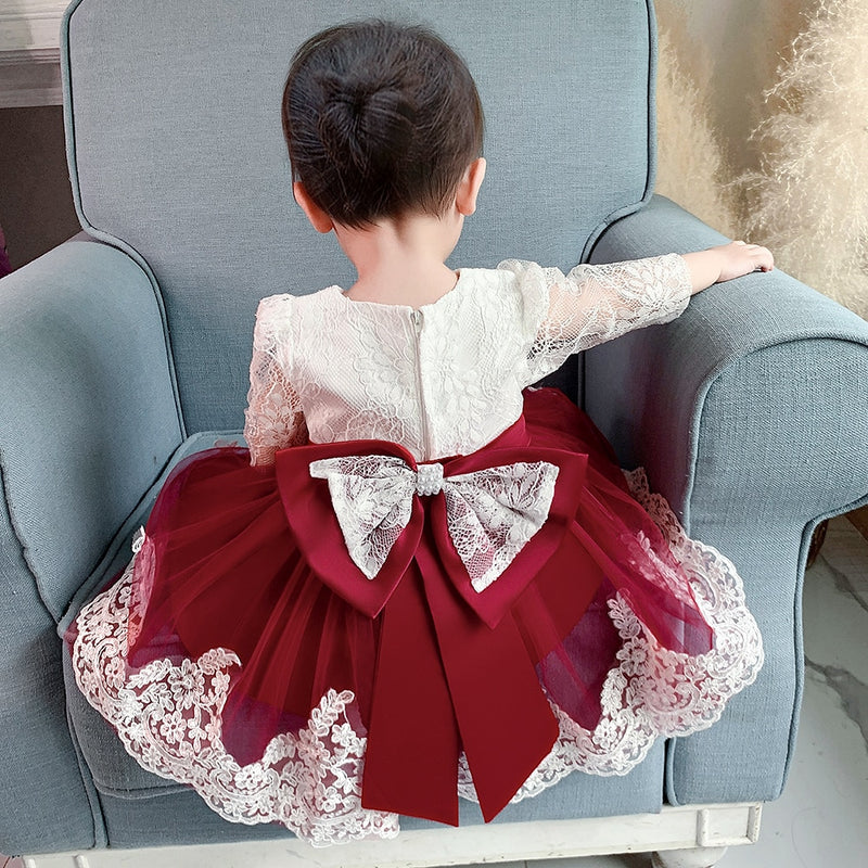 Infant Girl Big Bow Lace Dresses