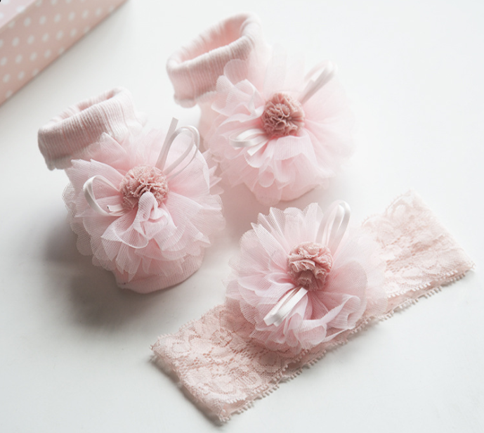 Baby Headband Socks Floral Set