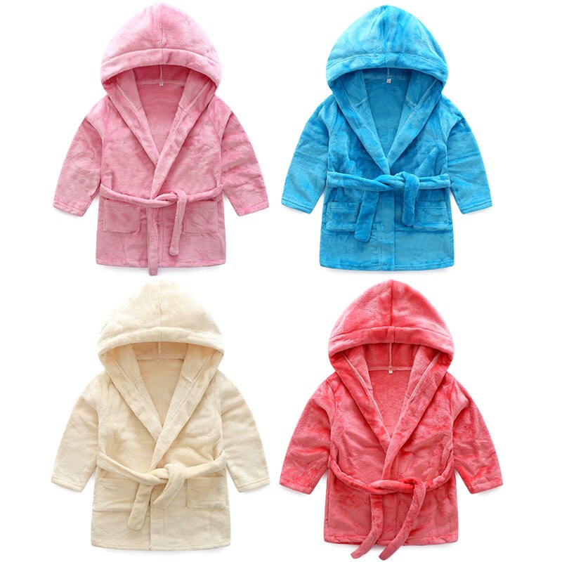 Hooded Baby Bathrobes Winter Fleece