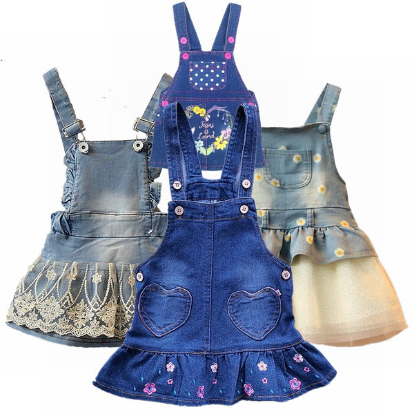 Stylish Girls Jeans Suspender Dress