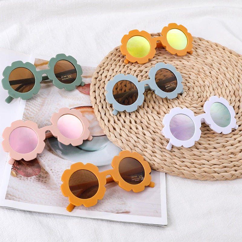Vintage Cute Kids Girl Sunglasses Child Sun Glasses Round Flower Gafas Baby Children UV400 Sunglass Girls Boys fashion glasses