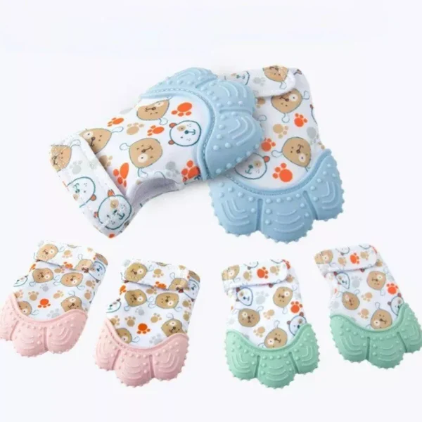 Charming Cartoon Teether Gloves for Babies - Colorful, Soft & Safe Teething Mittens - Image 2