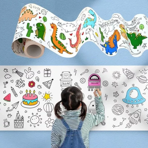 Children's DIY Drawing & Coloring Scroll Paper - Image 2