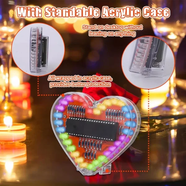 Heart-Shaped RGB LED Light Kit - DIY Soldering Project for STEM Education - Image 4