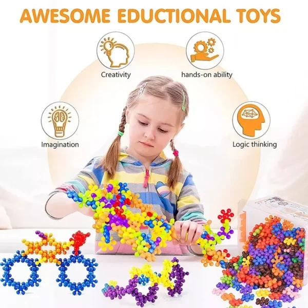 Colorful Plum Blossom 3D Snowflake Building Blocks - Educational Interlocking STEM Toy for Kids - Image 4