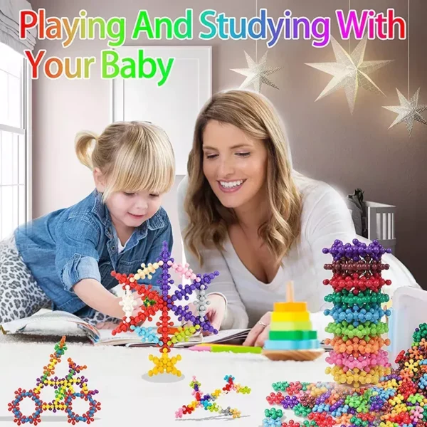 Colorful Plum Blossom 3D Snowflake Building Blocks - Educational Interlocking STEM Toy for Kids - Image 6