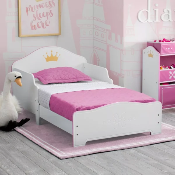 Enchanting Princess Crown Toddler Bed with Pink Accents