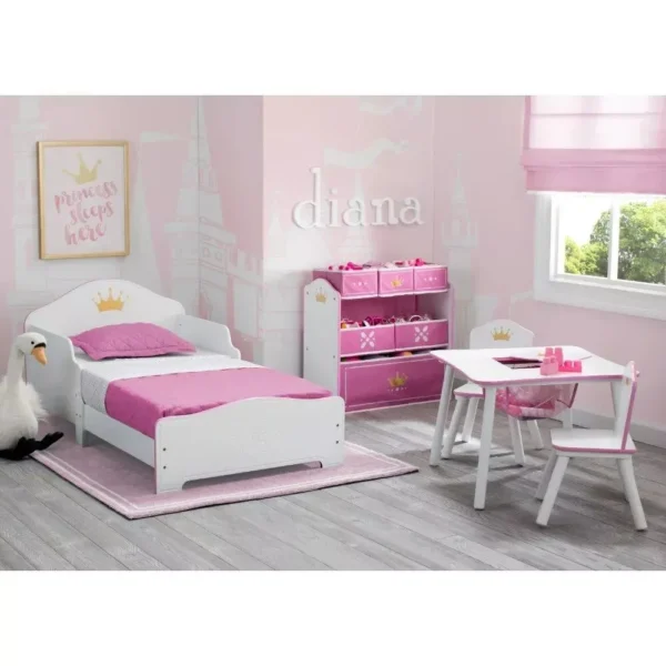 Enchanting Princess Crown Toddler Bed with Pink Accents - Image 4