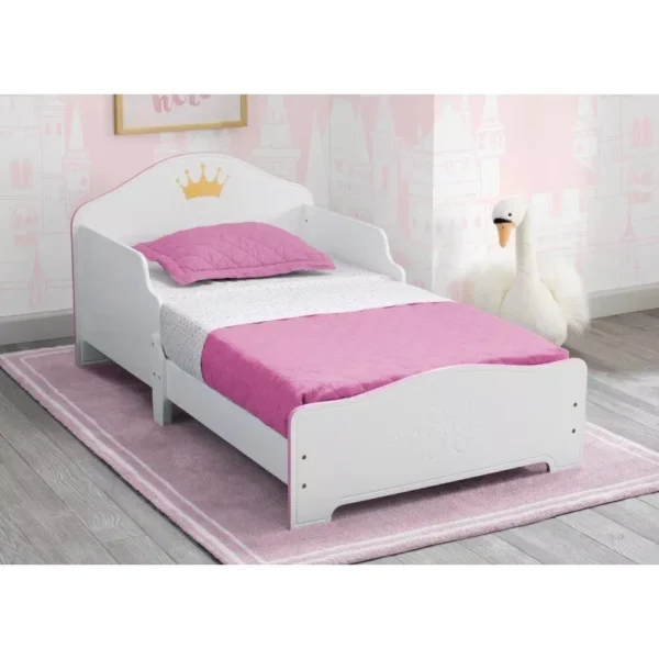 Enchanting Princess Crown Toddler Bed with Pink Accents - Image 3