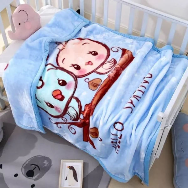 Soft Cartoon Raschel Blanket for Kids - Thick Warm Winter Throw Cover (105*135cm)