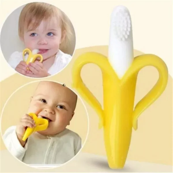 Banana Shaped Silicone Teething Toy for Babies - BPA Free, Soft Chewable Toothbrush and Teether - Image 2