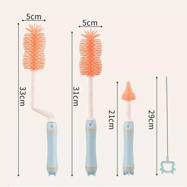 Baby Silicone Bottle Brush with Long Handle: 360-Degree Rotating Cleaning Set & Drying Rack - Image 7