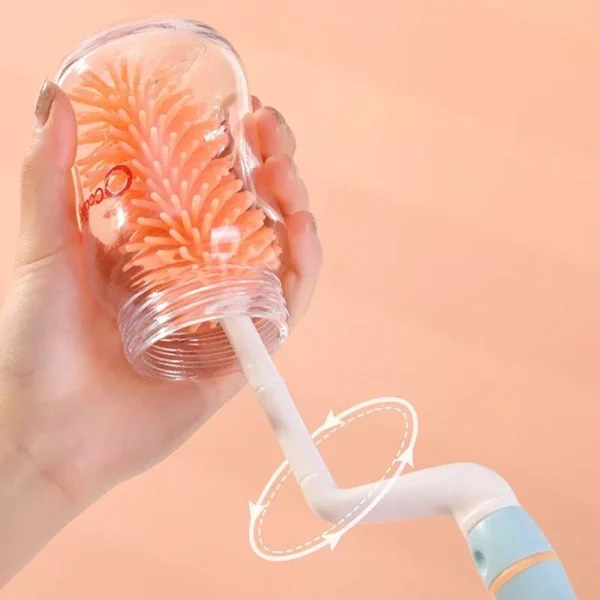 Baby Silicone Bottle Brush with Long Handle: 360-Degree Rotating Cleaning Set & Drying Rack - Image 6