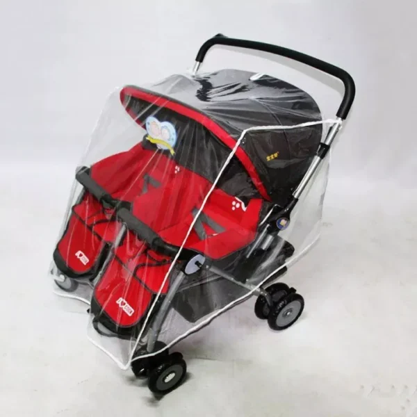 Twin Stroller Weather Shield - Transparent Rain and Wind Protector for Double Pushchairs - Image 3