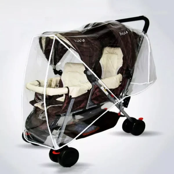 Twin Stroller Weather Shield - Transparent Rain and Wind Protector for Double Pushchairs - Image 4