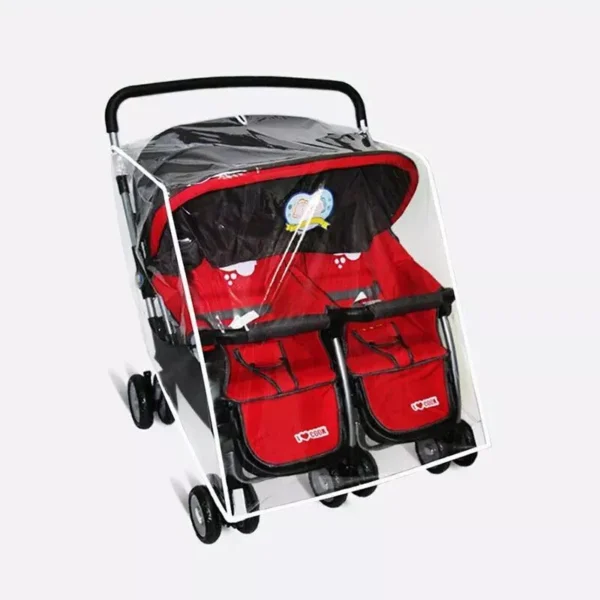 Twin Stroller Weather Shield - Transparent Rain and Wind Protector for Double Pushchairs - Image 5