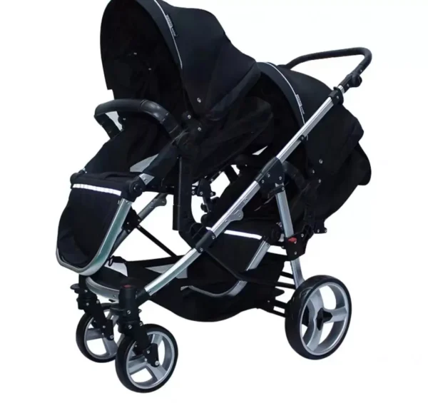 Compact & Versatile Twin Stroller - Foldable, Adjustable, High-View Double Baby Carriage - Image 3