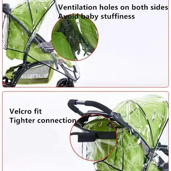 Transparent Waterproof Stroller Rain Cover with Easy-Access Zipper - Image 4