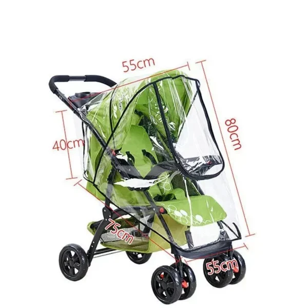 Transparent Waterproof Stroller Rain Cover with Easy-Access Zipper - Image 2