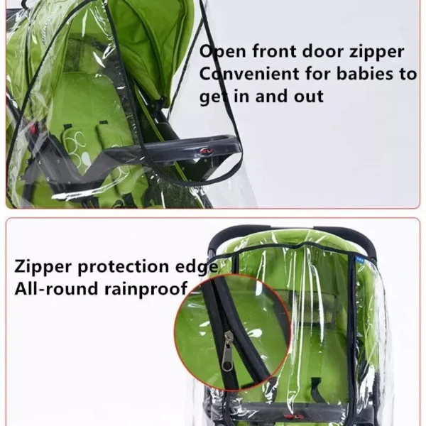 Transparent Waterproof Stroller Rain Cover with Easy-Access Zipper - Image 5