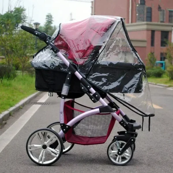 Transparent Waterproof Stroller Rain Cover with Easy-Access Zipper - Image 6